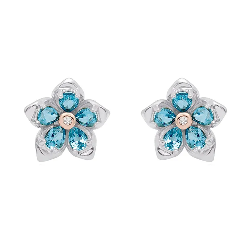 Clogau Forget Me Not Sterling Silver Topaz Stud Earrings D