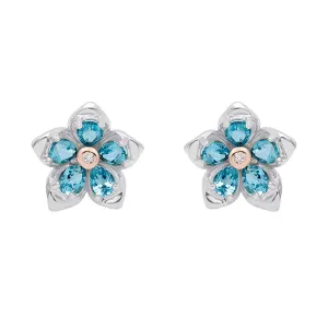 Clogau Forget Me Not Sterling Silver Topaz Stud Earrings D