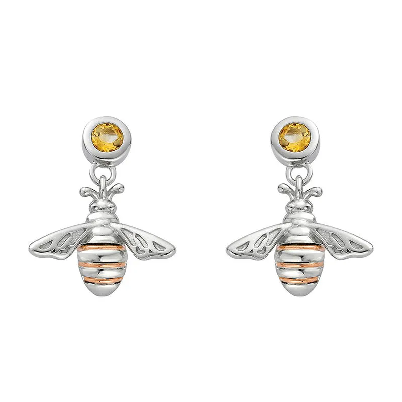 Clogau Honey Bee Sterling Silver Drop Earrings D