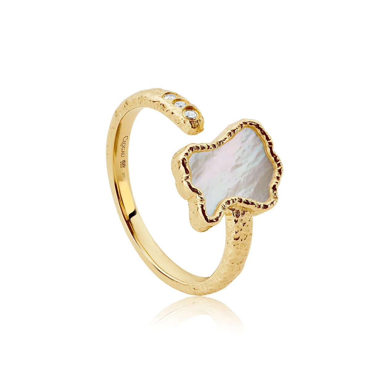 Clogau Lady of Luck Diamond Mother of Pearl 9ct Gold Ring D