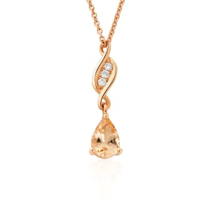Clogau Past Present Future 1854 18ct Gold  Diamond Morganite Necklace