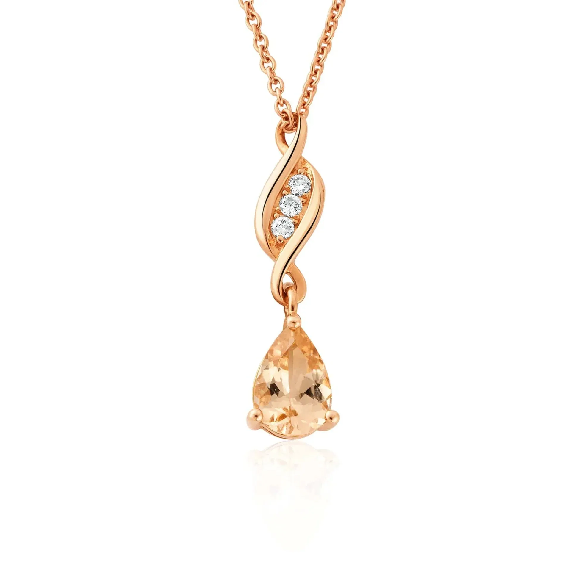 Clogau Past Present Future 1854 18ct Gold  Diamond Morganite Necklace