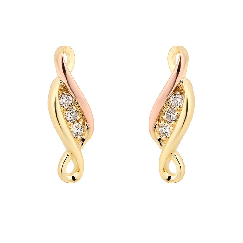 Clogau Past Present Future 9ct Yellow Gold Diamond Earrings