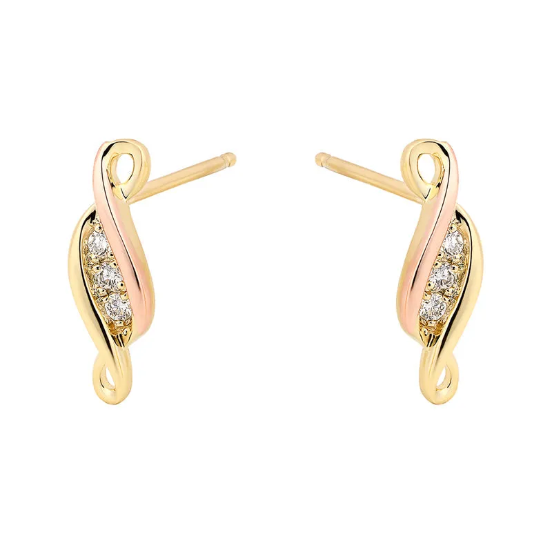 Clogau Past Present Future 9ct Yellow Gold Diamond Earrings