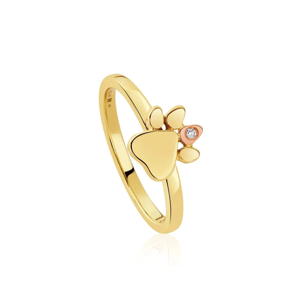 Clogau Paw Prints On My Heart 9ct Gold Diamond Ring