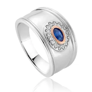 Clogau Princess Diana Sterling Silver Sapphire Wide Ring