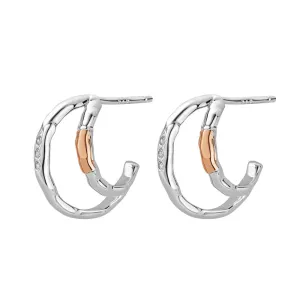 Clogau Ripples Half Hoop Sterling Silver Earrings D