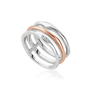 Clogau Ripples Triple Band Sterling Silver White Topaz Ring D