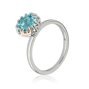 Clogau Salacia Sterling Silver 9ct Rose Gold Blue Topaz Ring