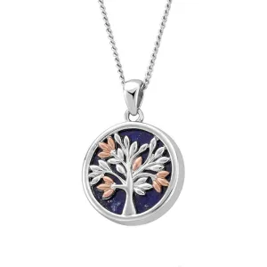 Clogau Tree of Life Sterling Silver Lapis Lazuli 9ct Rose Gold Vine Necklace D