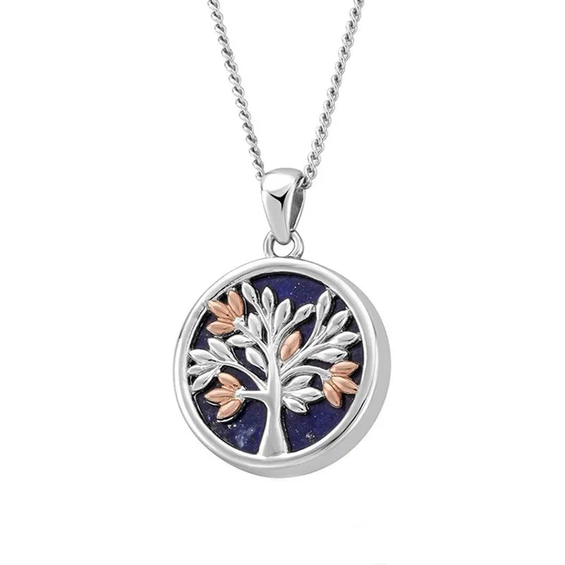 Clogau Tree of Life Sterling Silver Lapis Lazuli 9ct Rose Gold Vine Necklace D