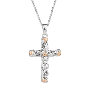 Clogau Tree Of Life Sterling Silver Rose Gold Cross Necklace D