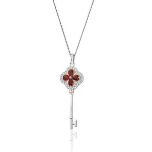 Clogau Tudor Court Red Garnet Key Necklace