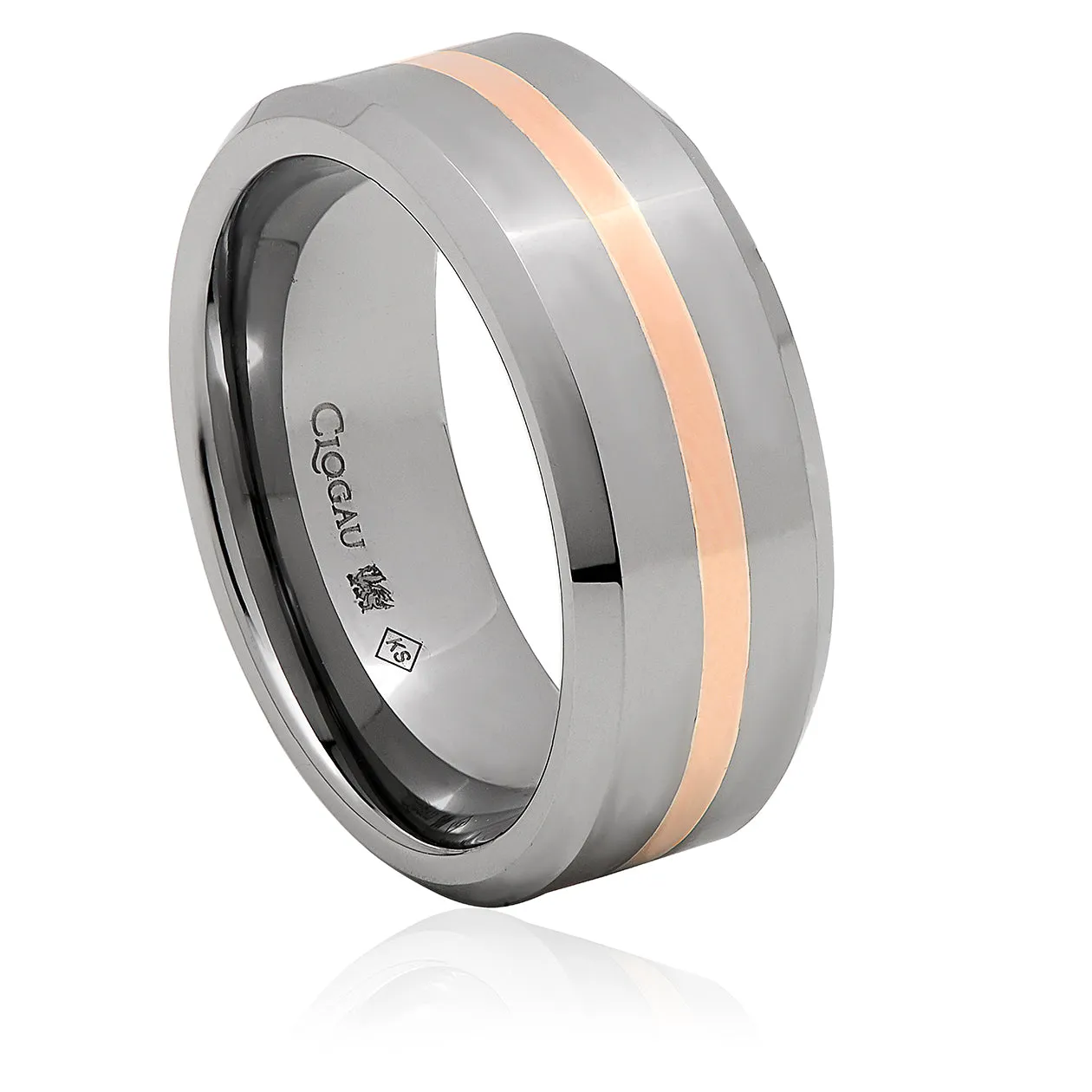 Clogau Tungsten 1.5mm Rose Band Ring D