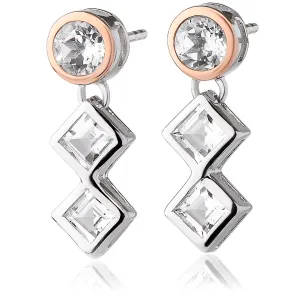 Clogau Welsh Royalty Silver and White Topaz Drop Earrings