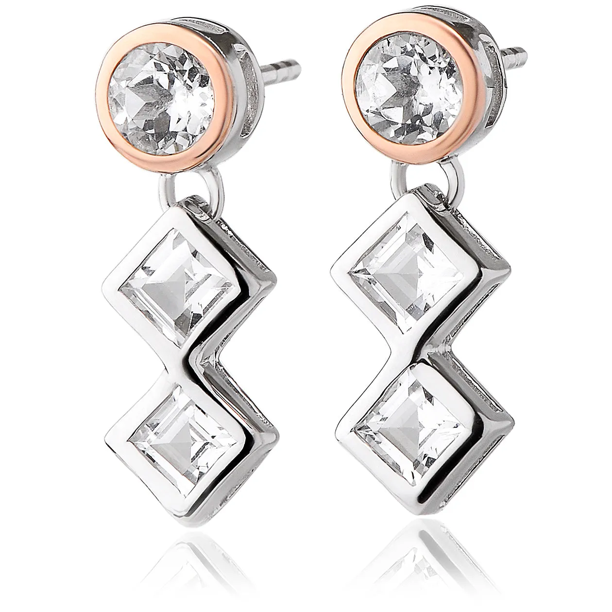 Clogau Welsh Royalty Silver and White Topaz Drop Earrings