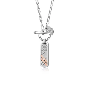 Clogau Welsh Tartan Sterling Silver T-Bar Pendant D Necklace D