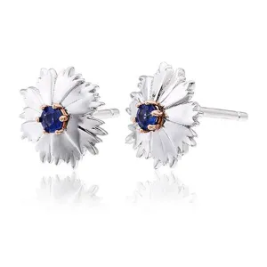Clogau Wildflower Corn Flower Blue Sapphire Earrings