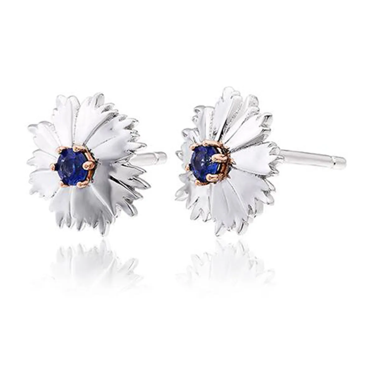 Clogau Wildflower Corn Flower Blue Sapphire Earrings