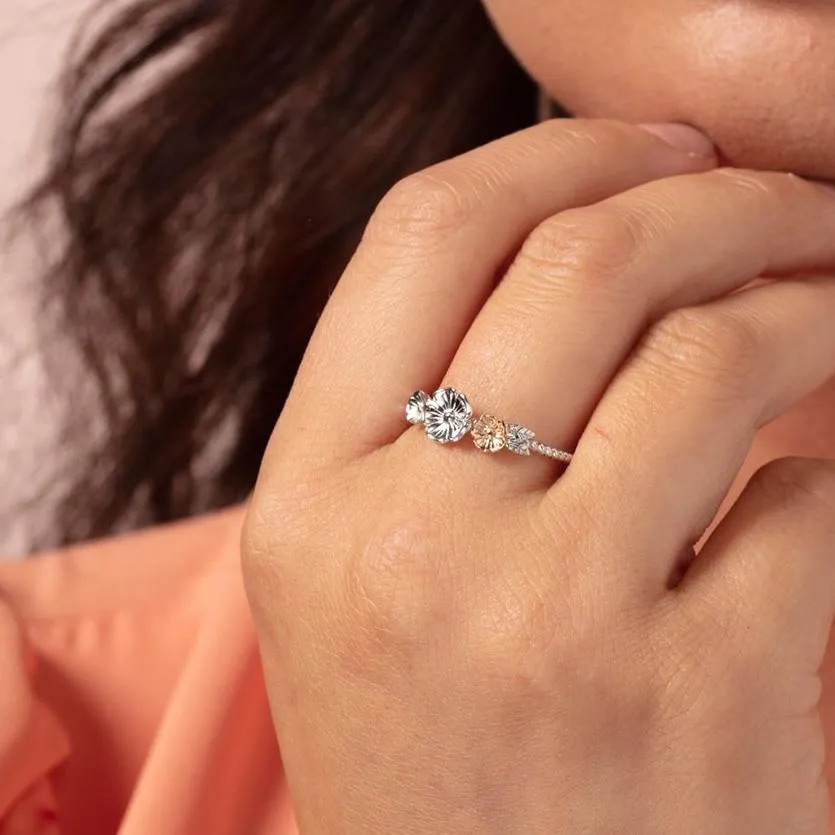 Clogau Wildflower Sterling Silver Blossom Stacking Ring
