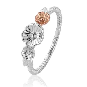 Clogau Wildflower Sterling Silver Blossom Stacking Ring