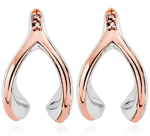 Clogau Wishbone Sterling Silver Diamond Stud Earrings