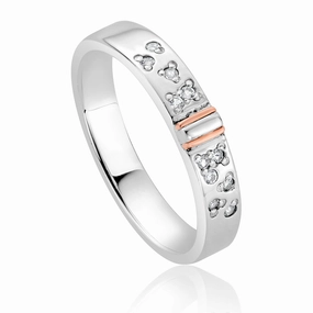 Clogau Cariad Sparkle Sterling Silver Slim Band Ring