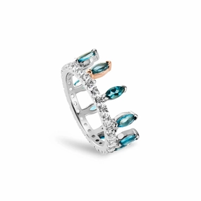 Clogau Celebration Crown Silver and London Blue Topaz Ring