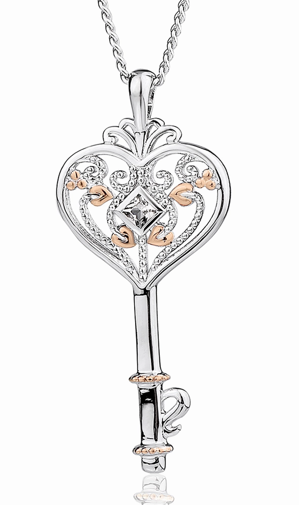 Clogau Kensington Sterling Silver Heart Key Necklace