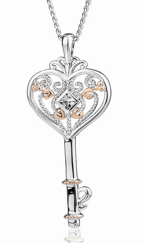 Clogau Kensington Sterling Silver Heart Key Necklace