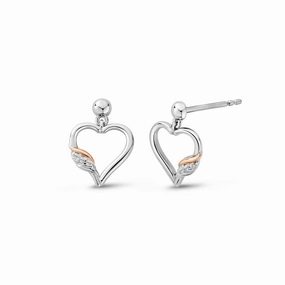 Clogau Past Present Future Heart Silver Earrings