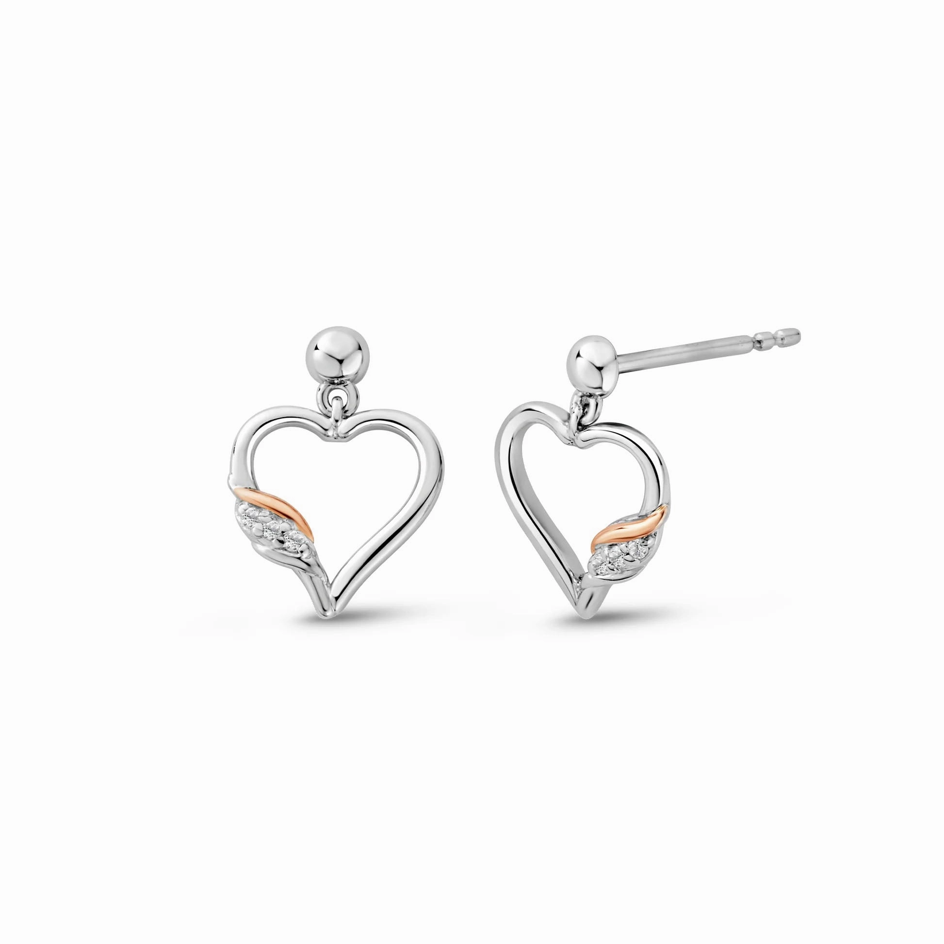Clogau Past Present Future Heart Silver Earrings