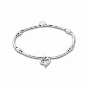 Clogau Paw Prints Sterling Silver Heart Affinity Bracelet with Topaz
