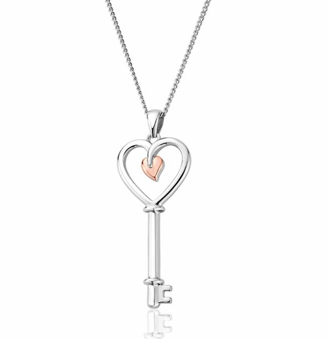 Clogau Tree of Life Sterling Silver Heart Key Pendant D