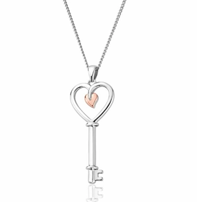Clogau Tree of Life Sterling Silver Heart Key Pendant D