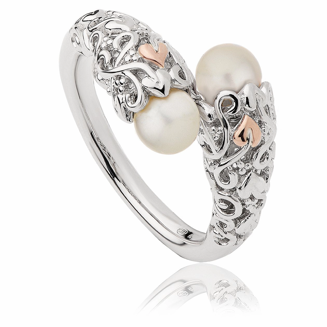 Clogau Tree Of Life Sterling Silver Rose Gold Pearl Ring