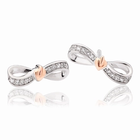 Clogau Tree Of Life Sterling Silver Rose Gold White Topaz Bow Studs D