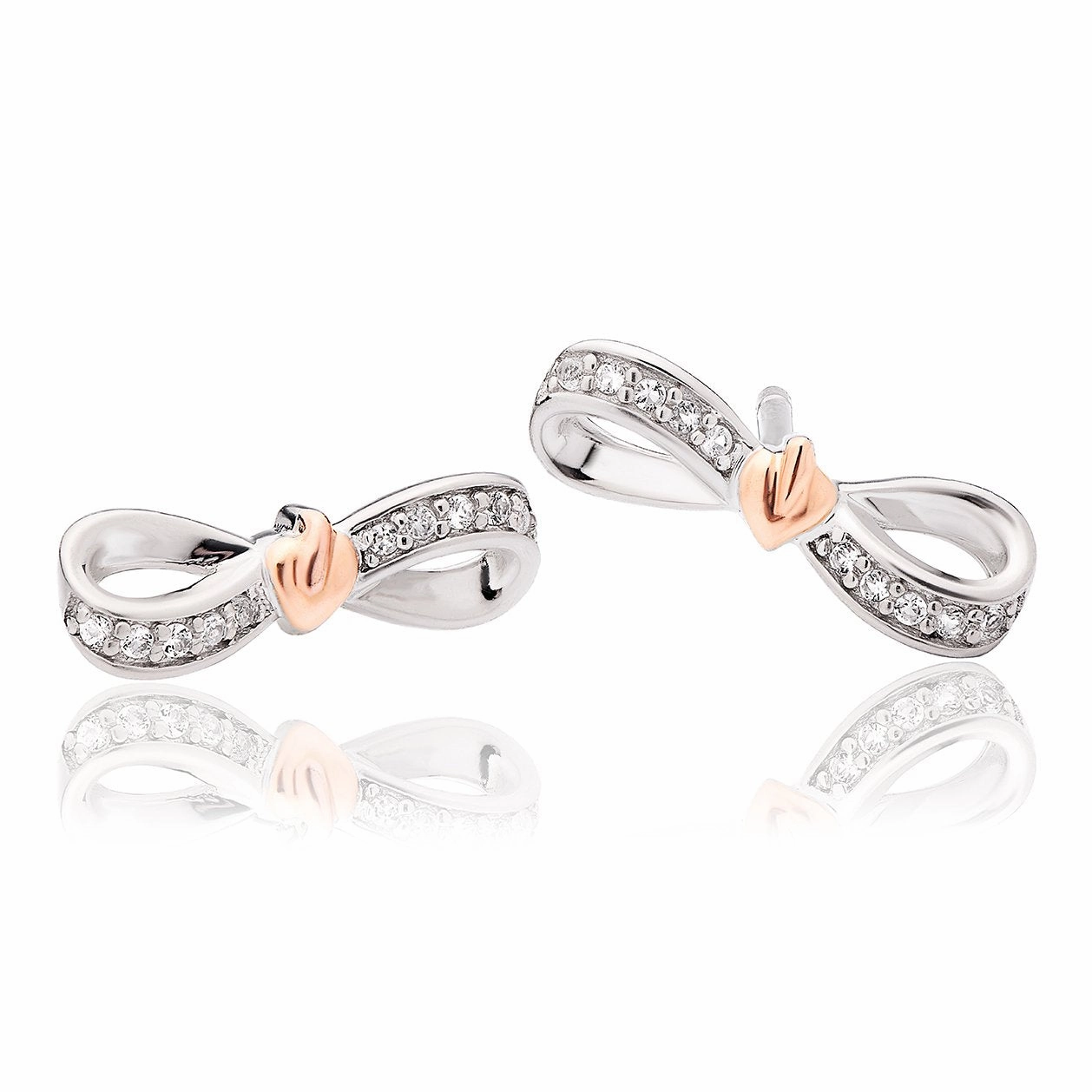 Clogau Tree Of Life Sterling Silver Rose Gold White Topaz Bow Studs D