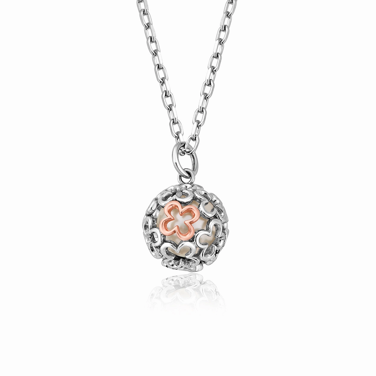 Clogau Tudor Court Spherical Pearl Sterling Silver Pendant D Necklace D