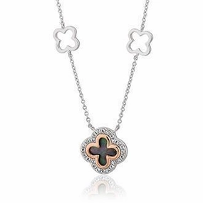 Clogau Tudor Court Sterling Silver 9ct Rose Gold Necklace D