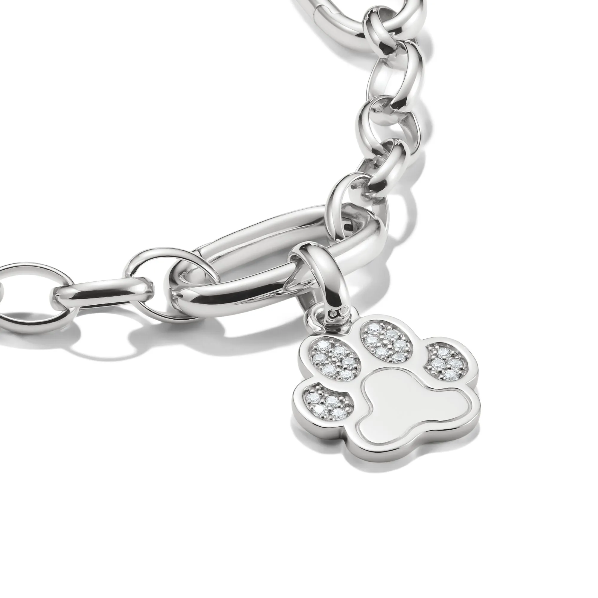 Connect Charm paw with stones silver