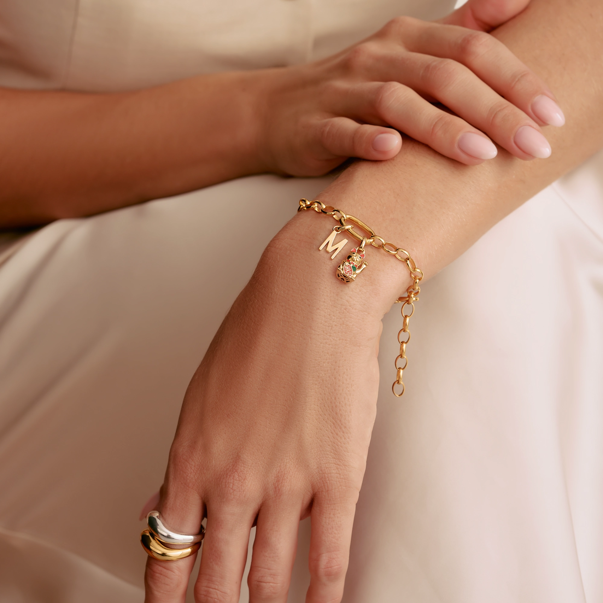 Connect Charm letter M Gold