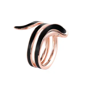 Damiani Eden 18ct Rose Gold Diamond Black Ceramic Snake Ring