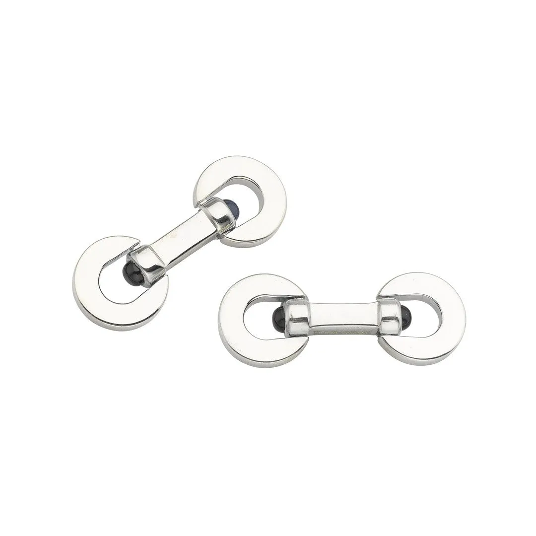 Deakin & Francis Cufflinks Sterling Silver Onyx Paddle
