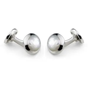 Deakin & Francis Cufflinks Sterling Silver Oval White Mother of Pearl