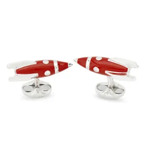 Deakin & Francis Cufflinks Sterling Silver Red Enamel Rocket