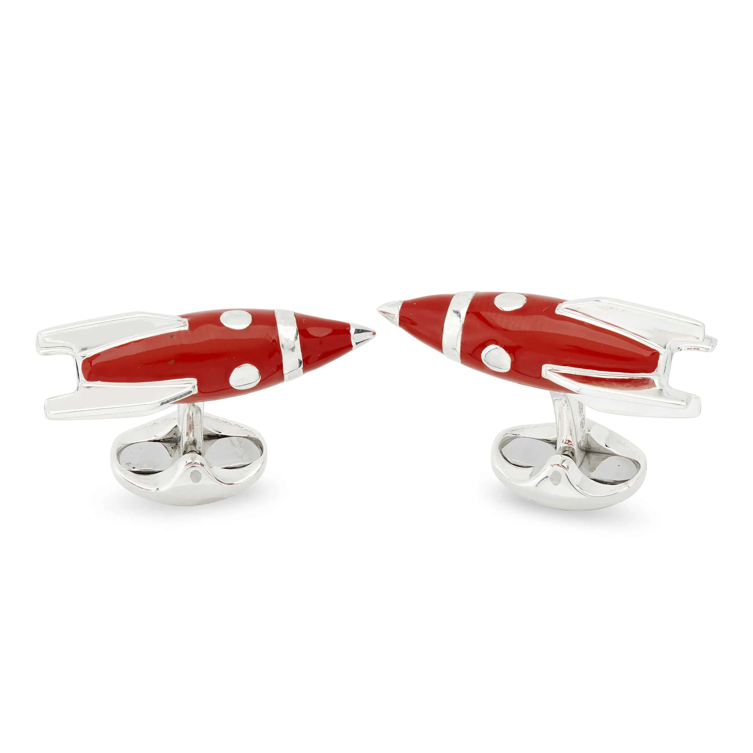 Deakin & Francis Cufflinks Sterling Silver Red Enamel Rocket