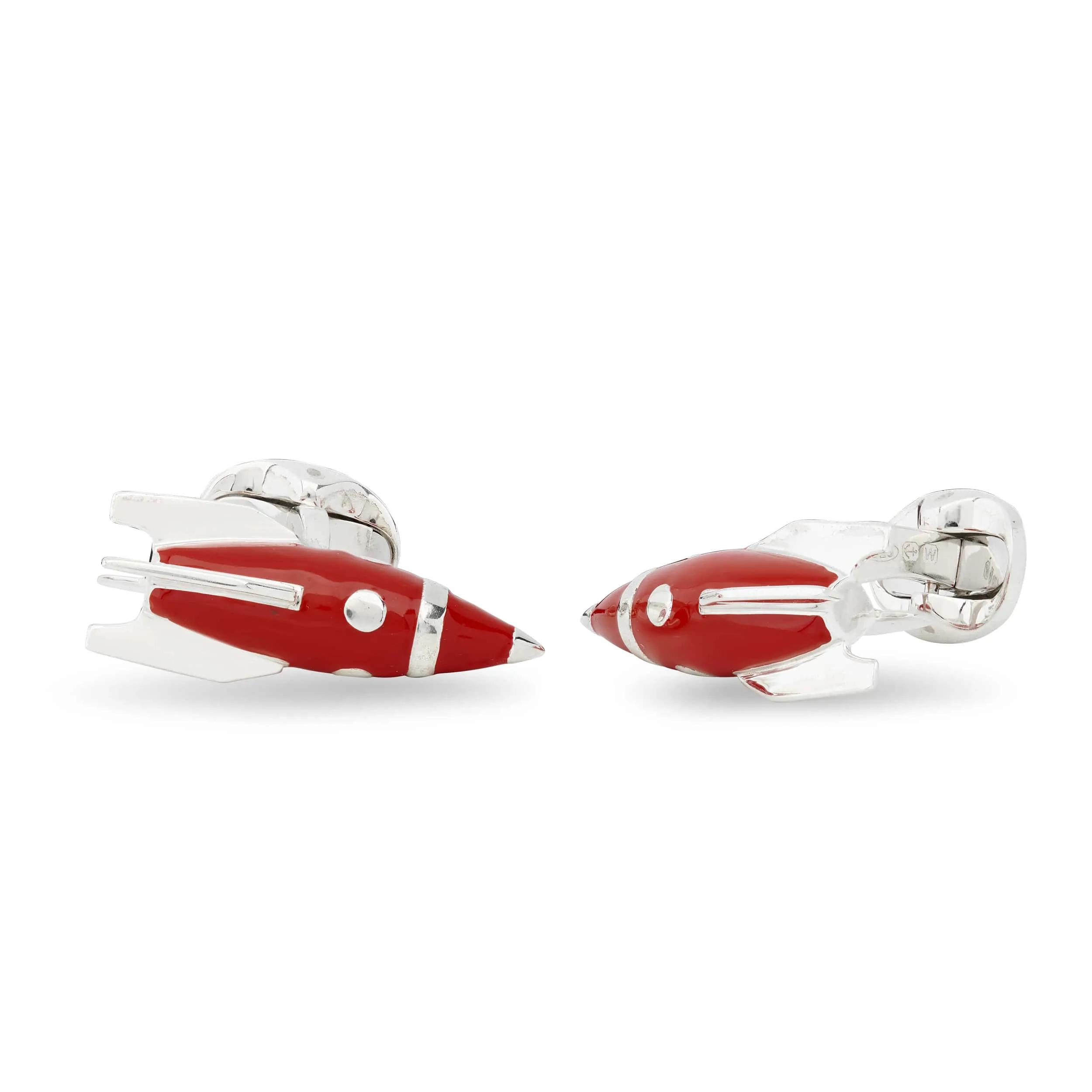 Deakin & Francis Cufflinks Sterling Silver Red Enamel Rocket