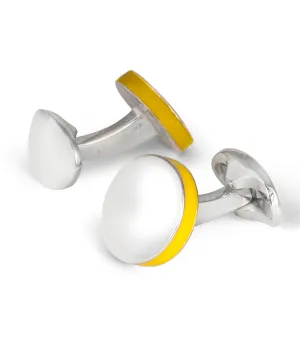 Deakin & Francis Cufflinks Sterling Silver Round Deep Yellow Edge