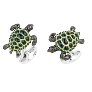 Deakin & Francis Sterling Silver Green Turtle Cufflinks